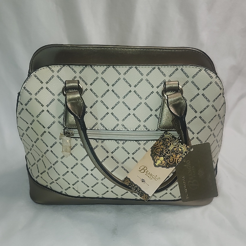 Brangio Italy Brown and Cream Satchel by Beverly Hills Polo Club - Picture 5 of 9